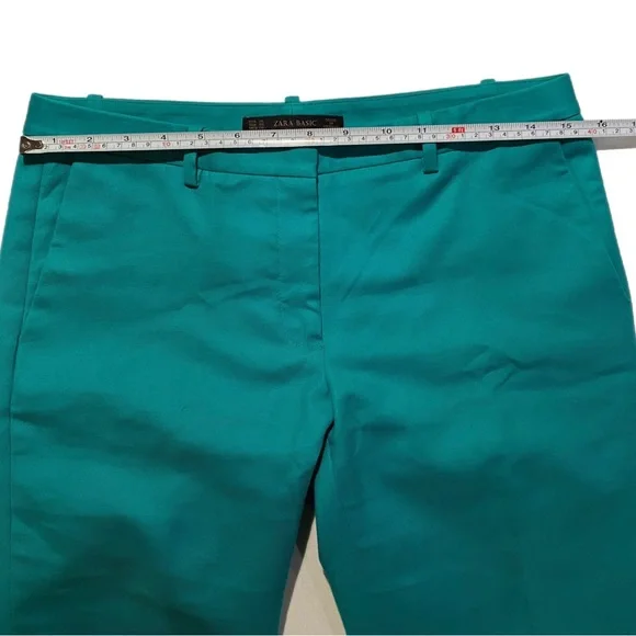Zara crop ankle pants, side pockets, green, size 4 - Picture 2 of 4